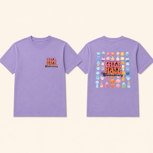 Can’t Resist the Spirit Squish Shirt in purple, Gill Hall front and back