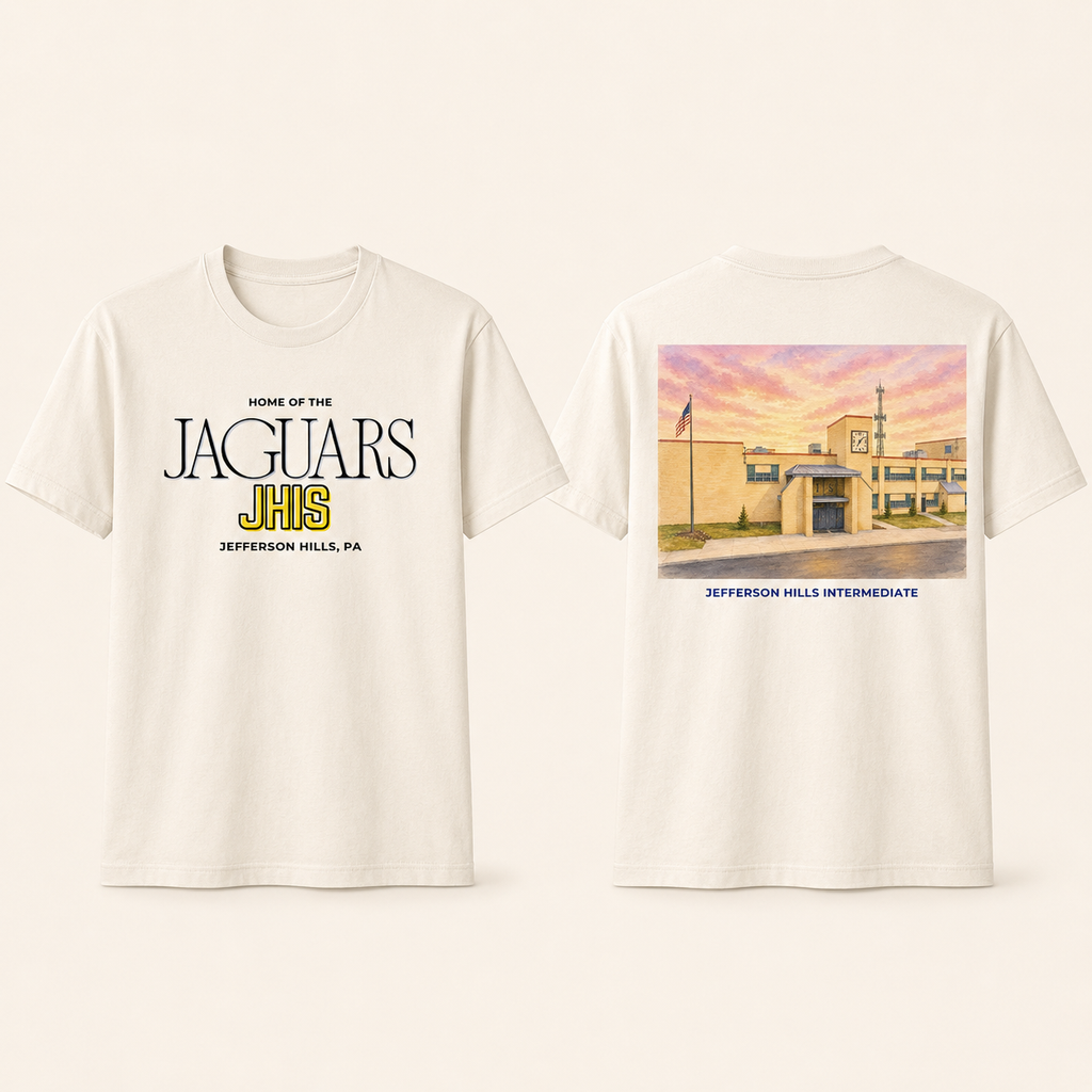 Jefferson Hills Intermediate watercolor spirit tee, front and back