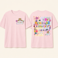Scrapbook Spirit pink McClellan Elementary shirt, front and back